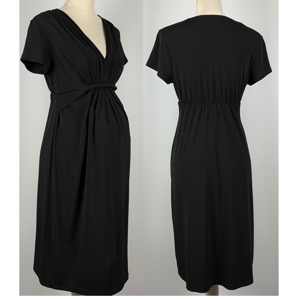 Motherhood Maternity Black Twist Front Midi Dress Size M